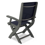 POLYWOODÂ® Coastal Folding Chair - Textured Silver/Slate Grey /Nay Blue