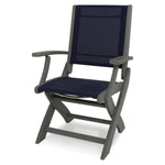 POLYWOODÂ® Coastal Folding Chair - Textured Silver/Slate Grey /Nay Blue