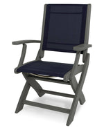 POLYWOODÂ® Coastal Folding Chair - Textured Silver/Slate Grey /Nay Blue