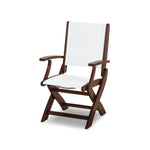 POLYWOODÂ® Coastal Folding Chair - Satin Mahogany/Mahogany/White Sling