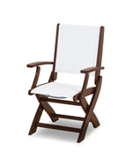 POLYWOODÂ® Coastal Folding Chair - Satin Mahogany/Mahogany/White Sling