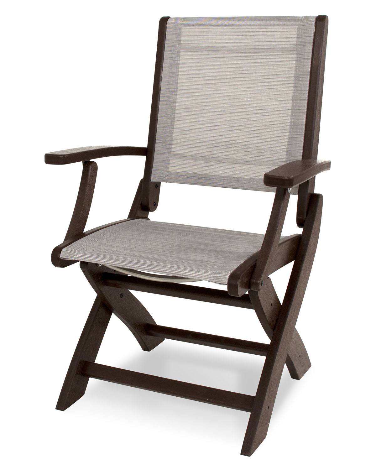 POLYWOODÂ® Coastal Folding Chair - Satin Mahogany/Mahogany/Metallic