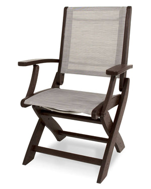 POLYWOODÂ® Coastal Folding Chair - Satin Mahogany/Mahogany/Metallic