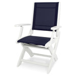 POLYWOODÂ® Coastal Folding Chair - White/Navy Blue