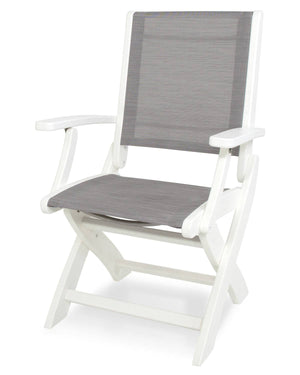 POLYWOODÂ® Coastal Folding Chair - White/Metallic