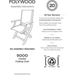 POLYWOODÂ® Coastal Folding Chair - Textured Silver/Slate Grey/White Sling