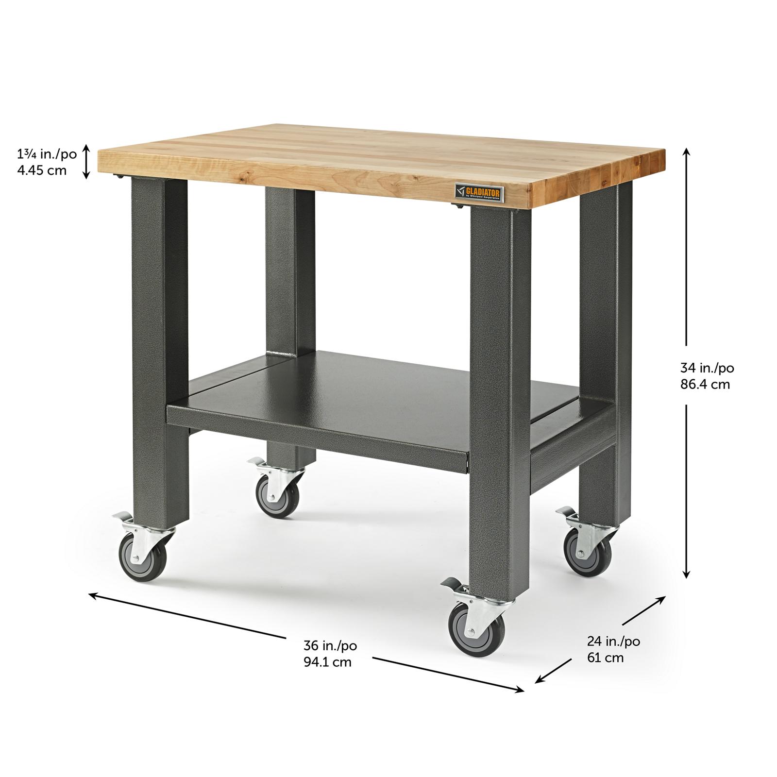 Gladiator Hammered Granite 3' Wide Mobile Workstation - GAMW36HWEG