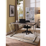 Roco Desk with USB Dock - Weathered Oak and Chrome