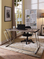 Roco Desk with USB Dock - Weathered Oak and Chrome