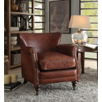Lavish Leather Accent Chair - Vintage Dark Brown
