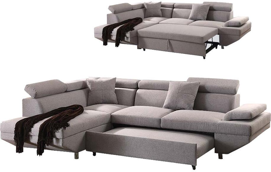 Ben Upholstered Sleeper Sectional - Grey