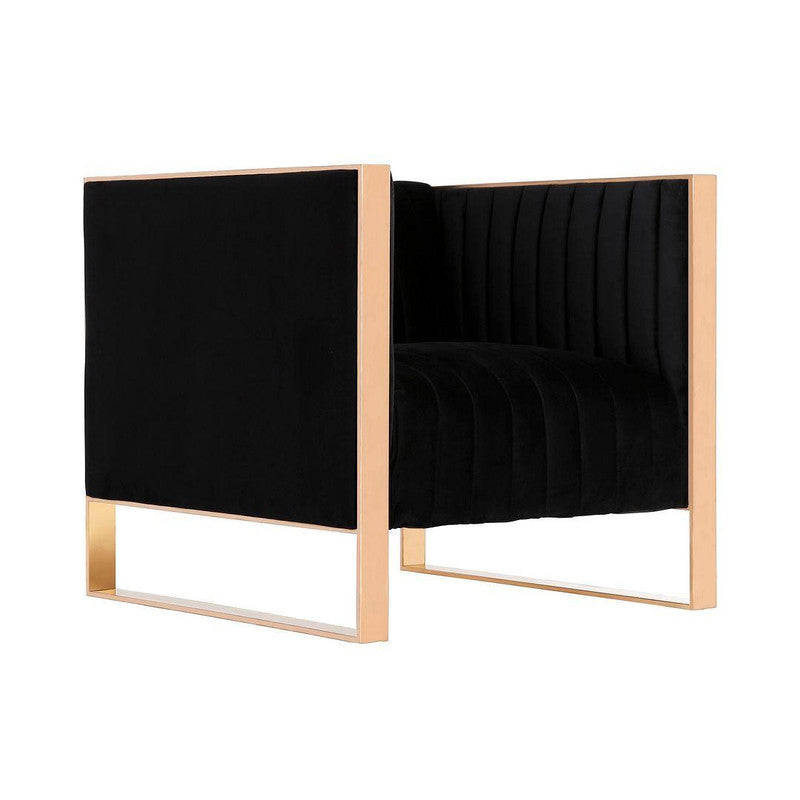 Adulis Velvet Accent Chair - Black