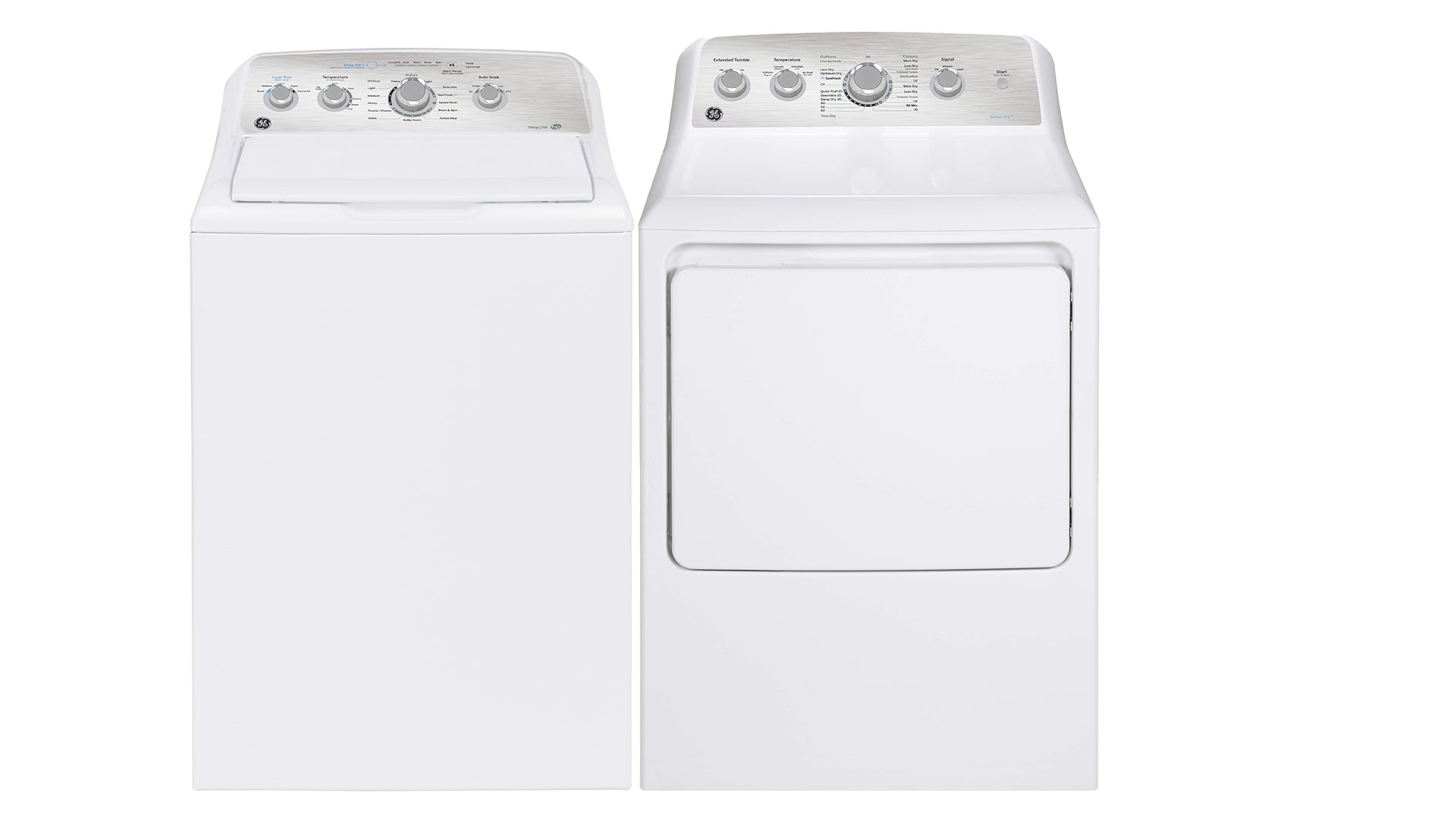 GE White Top-Load Washer (4.9 Cu. Ft.) & GE White Gas Dryer with SaniFresh Cycle (7.2 Cu. Ft.) - GTW451BMRWS/GTD45GBMRWS