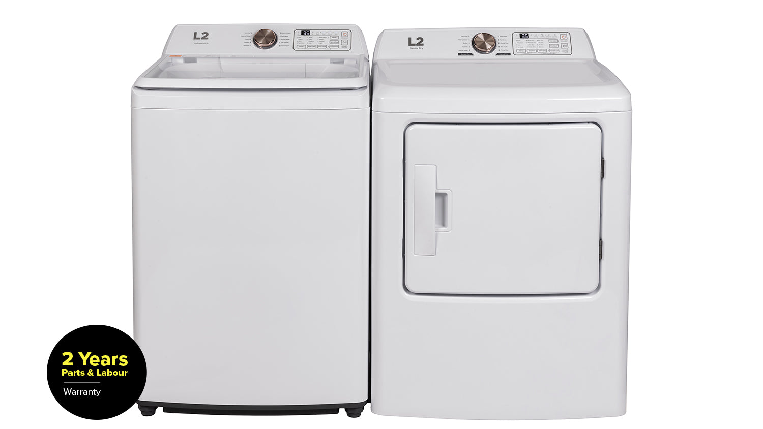 L2 White Top Load Washer (4.3 Cu. Ft) & White Electric Dryer (6.7 Cu. Ft) - LT43A3AWW/LE43A3AWW--