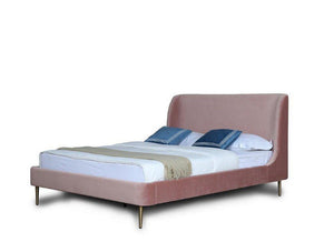Stege Velvet Queen Bed - Blush
