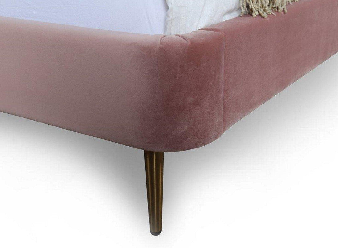Stege Velvet Queen Bed - Blush