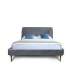 Stege Velvet Queen Bed - Grey