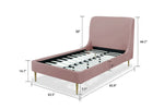 Stege Twin Bed - Blush with Gold Legs