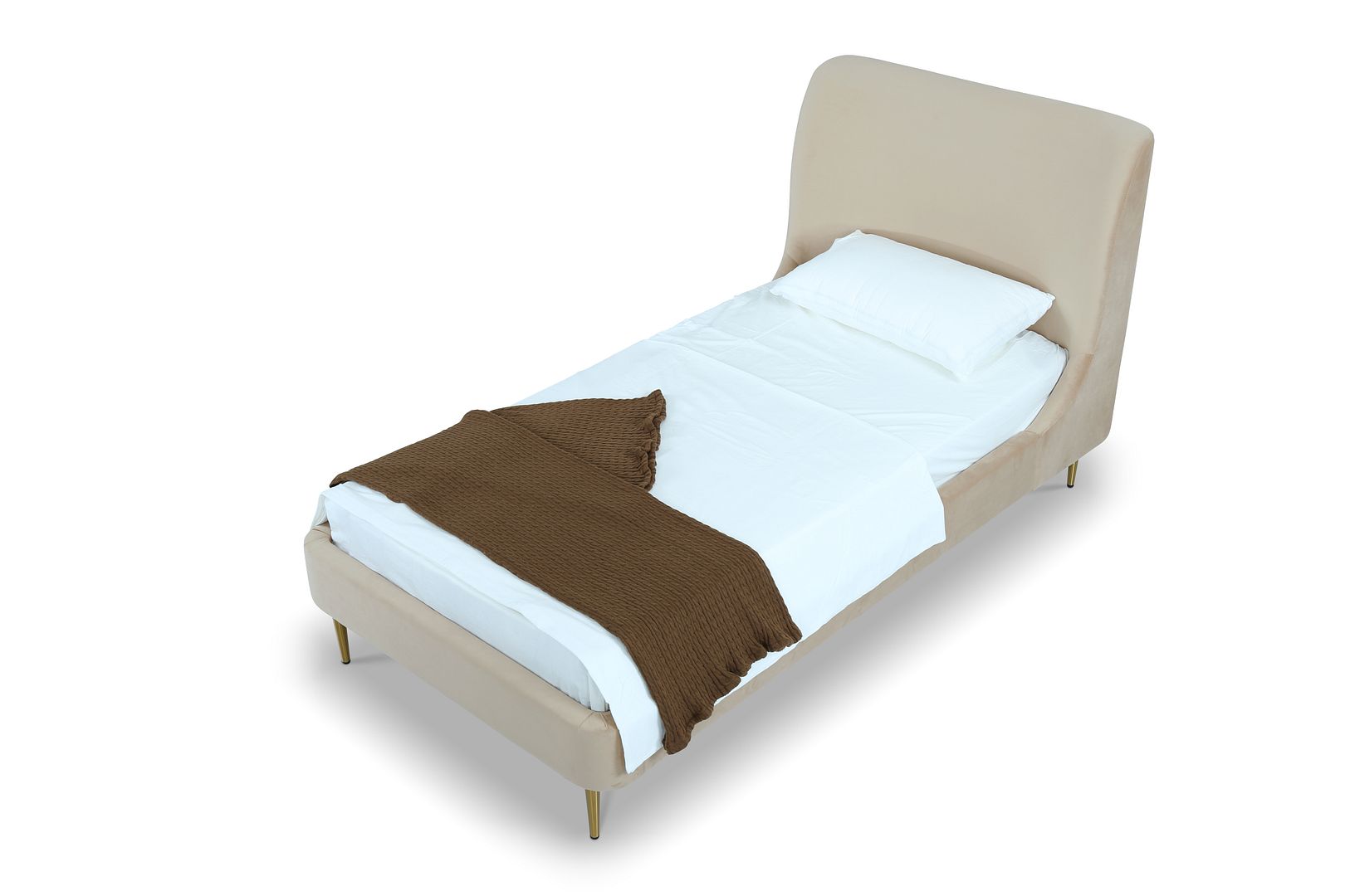 Stege Twin Bed - Taupe with Gold Legs