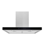 Broan Stainless Steel WITH Black Glass Panel 30" 450 CFM Designer Chimney Range Hood - BWT1304SSB