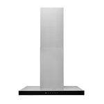 Broan Stainless Steel WITH Black Glass Panel 30" 450 CFM Designer Chimney Range Hood - BWT1304SSB