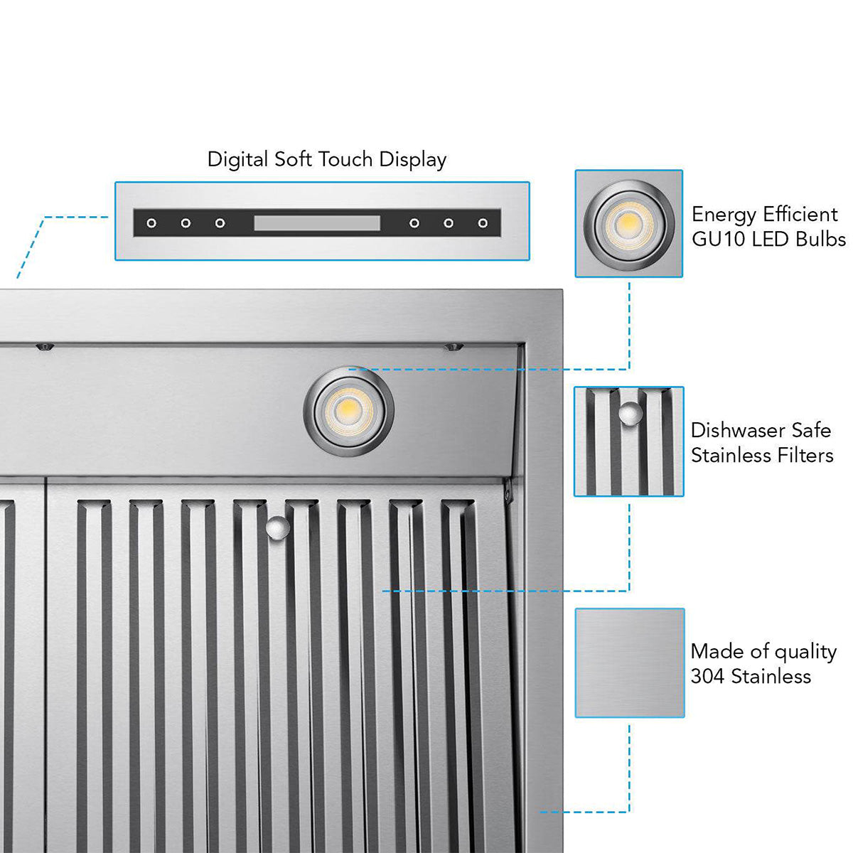 VICTORY Stainless Steel 30" 750 CFM Wall Mount Range Hood - Breeze-30