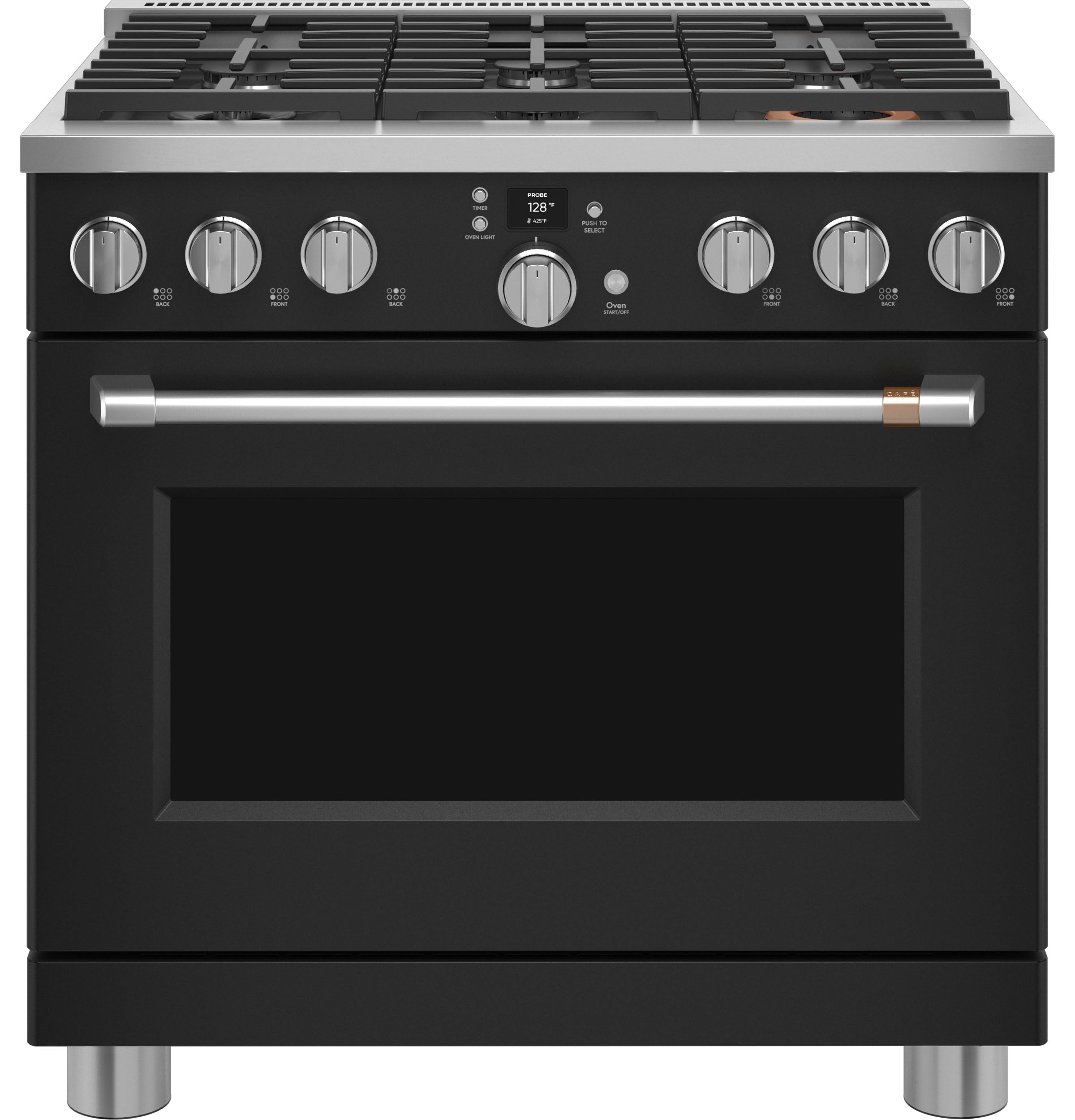 Café Matte Black 36" Commercial-Style 6-Burner Dual-Fuel Smart Range with Air Fry (5.75 Cu.Ft) - C2Y366P3TD1