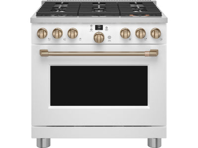 Café Matte White 36" Commercial-Style 6-Burner Dual-Fuel Smart Range with Air Fry (5.75 Cu.Ft) - C2Y366P4TW2