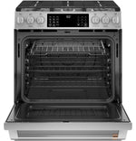 Café™ Stainless Steel 30" Slide-In Front Control Dual-Fuel Convection Range with Air Fry and Warming Drawer (5.7 Cu.Ft) - CC2S900P2MS1