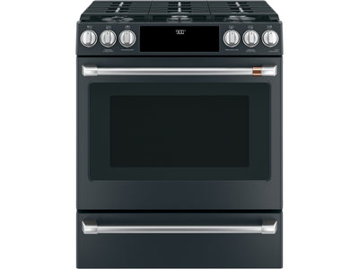 Café™ Matte Black 30" Slide-In Front Control Dual-Fuel Convection Range with Air Fry and Warming Drawer (5.7 CU.Ft) - CC2S900P3MD1