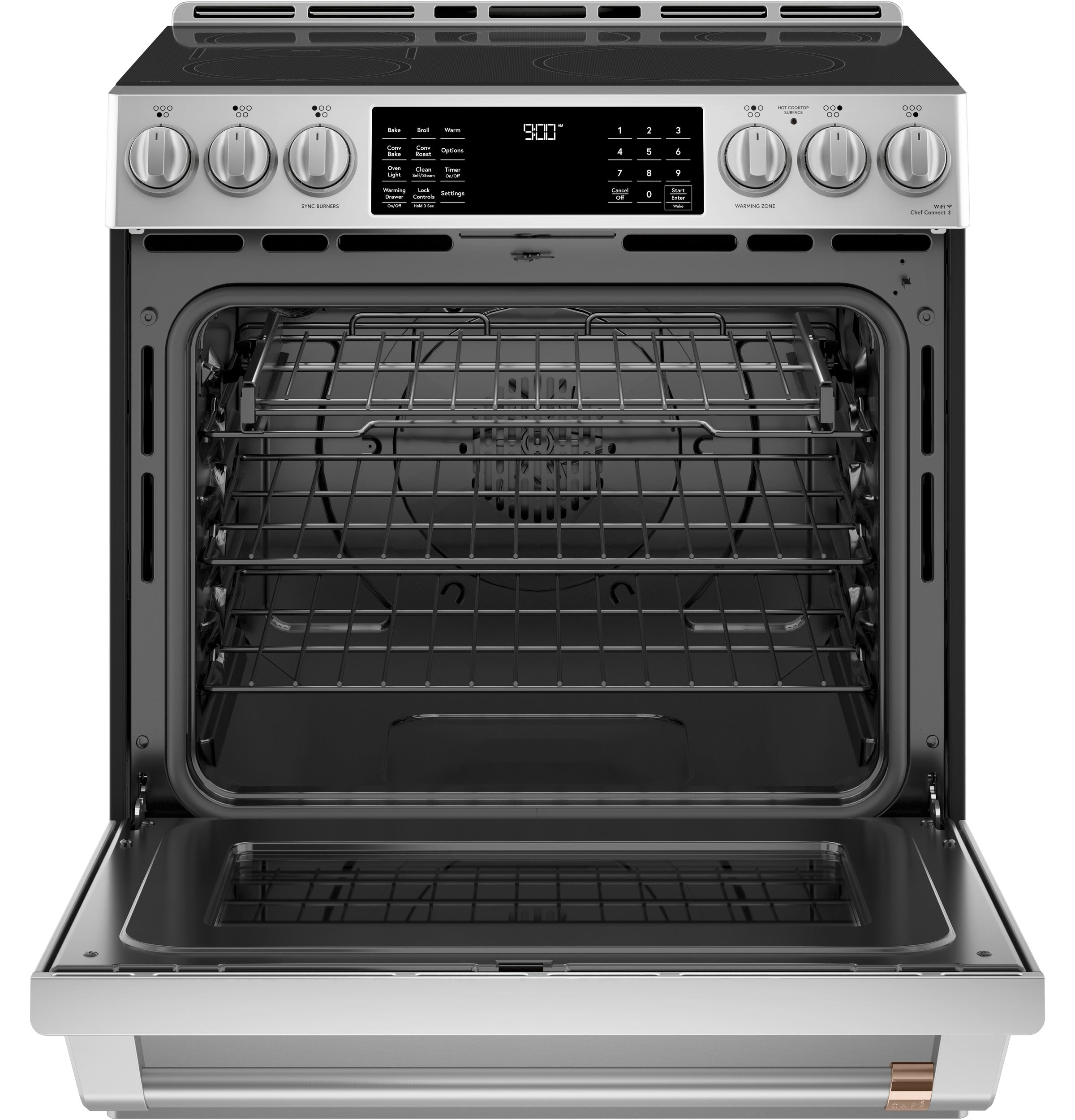 Café™ Stainless Steel 30" Slide-In Front Control Induction and Convection Range with Warming Drawer (5.7 Cu.Ft) - CCHS900P2MS1