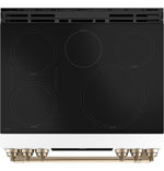 Café™ Matte White 30'' Slide-In Front Control Induction and Convection Range with Warming Drawer (5.7 Cu.Ft) - CCHS900P4MW2