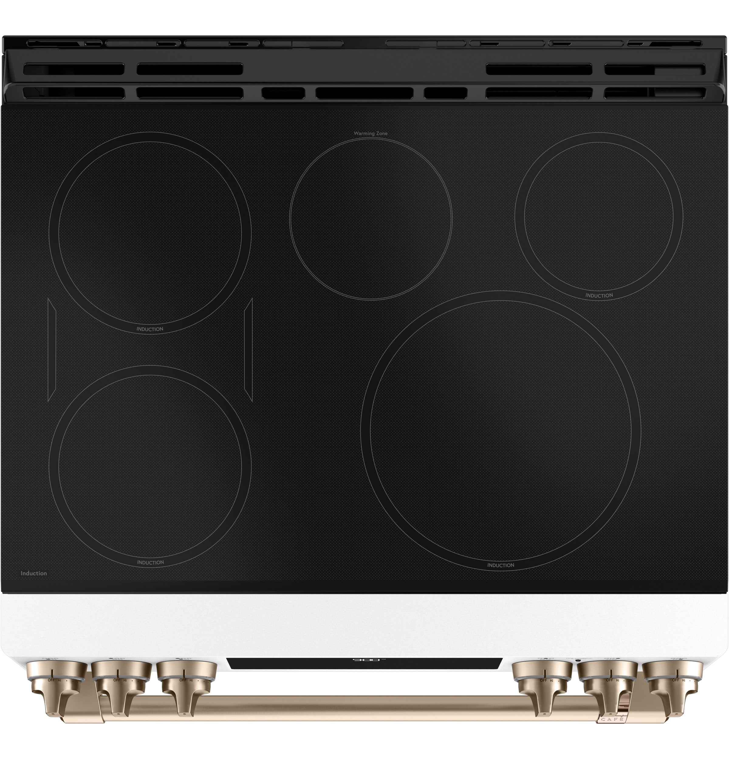 Café™ Matte White 30'' Slide-In Front Control Induction and Convection Range with Warming Drawer (5.7 Cu.Ft) - CCHS900P4MW2