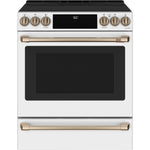 Café™ Matte White 30'' Slide-In Front Control Induction and Convection Range with Warming Drawer (5.7 Cu.Ft) - CCHS900P4MW2