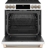 Café™ Matte White 30'' Slide-In Front Control Induction and Convection Range with Warming Drawer (5.7 Cu.Ft) - CCHS900P4MW2