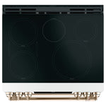 Café™ Matte White 30" Slide-In Front Control Induction and Convection Double Oven Range (7.0 Cu.Ft) - CCHS950P4MW2