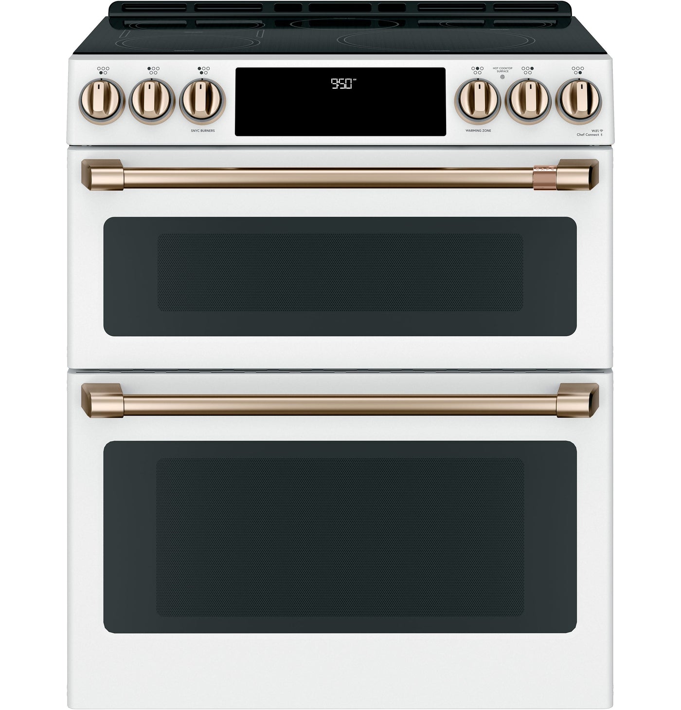 Café™ Matte White 30" Slide-In Front Control Induction and Convection Double Oven Range (7.0 Cu.Ft) - CCHS950P4MW2