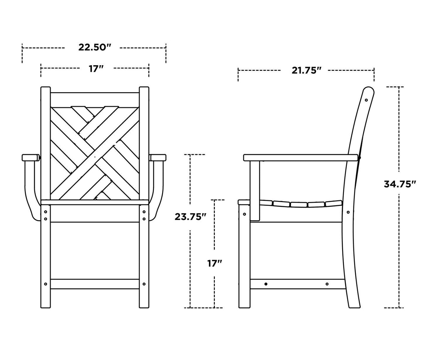 POLYWOODÂ® Chippendale Dining Arm Chair - White