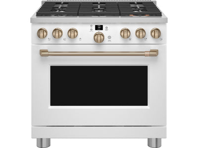 Café Matte White 36" All-Gas Commercial-Style Smart Range (6.2 Cu.Ft) -CGY366P4TW2