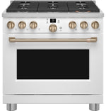 Café Matte White 36" All-Gas Commercial-Style Smart Range (6.2 Cu.Ft) -CGY366P4TW2