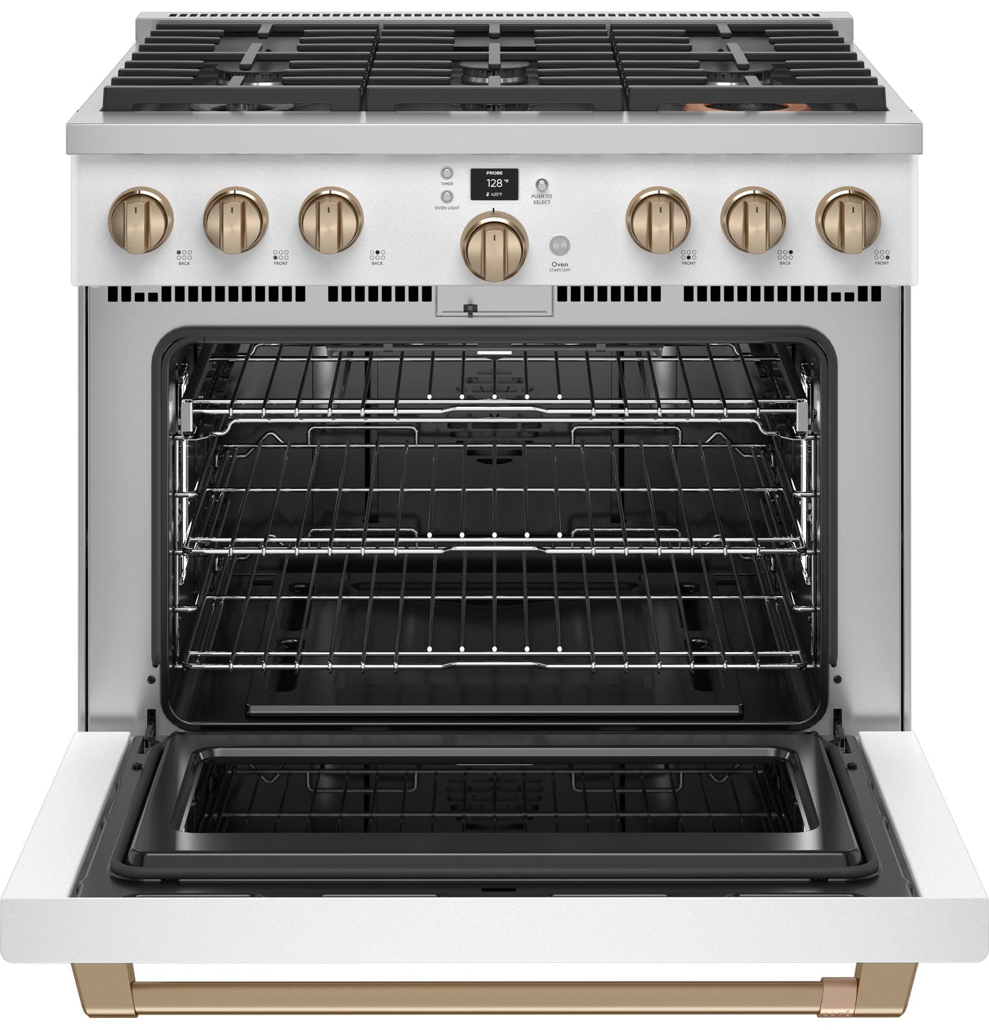 Café Matte White 36" All-Gas Commercial-Style Smart Range (6.2 Cu.Ft) -CGY366P4TW2