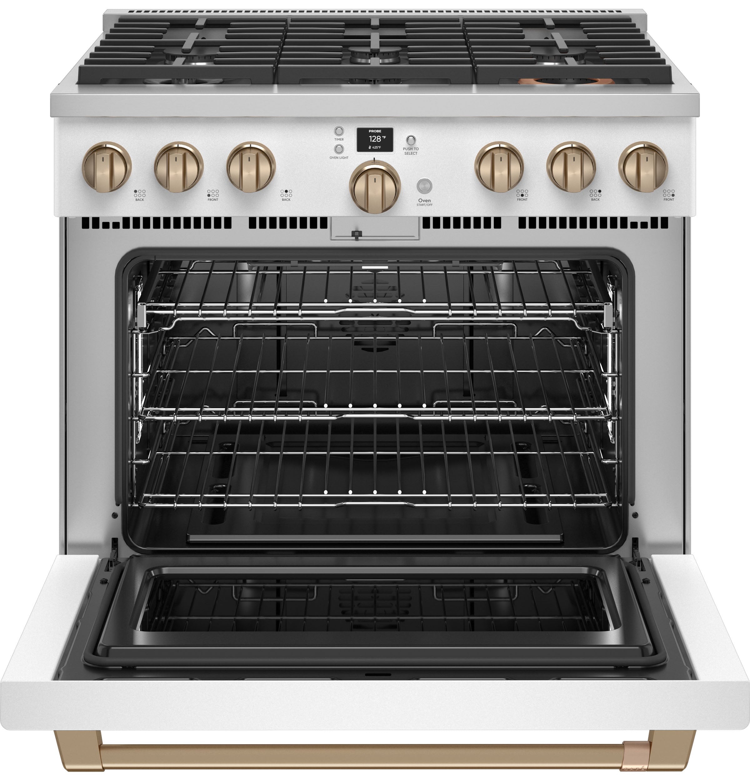 Café Matte White 36" All-Gas Commercial-Style Smart Range (6.2 Cu.Ft) -CGY366P4TW2