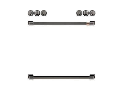 Café™ Brushed Black Front Control Electric Knobs and Handles Set - CXFCEHKPMBT