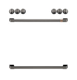 Café™ Brushed Black Front Control Electric Knobs and Handles Set - CXFCEHKPMBT