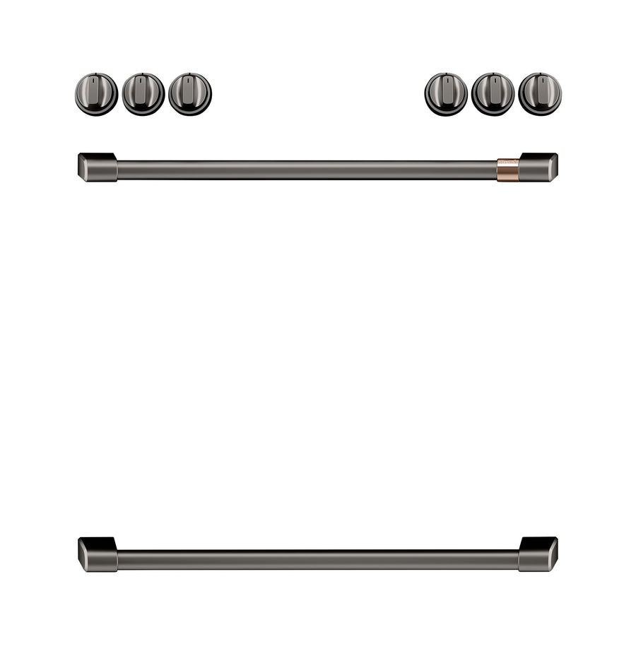 Café™ Brushed Black Front Control Electric Knobs and Handles Set - CXFCEHKPMBT