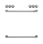 Café™ Brushed Stainless Front Control Electric Knobs and Handles Set - CXFCEHKPMSS