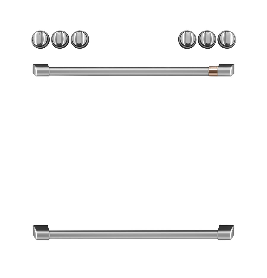 Café™ Brushed Stainless Front Control Electric Knobs and Handles Set - CXFCEHKPMSS