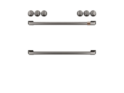 Café™ Brushed Black Front Control Gas Knobs and Handles Set - CXFCGHKPMBT