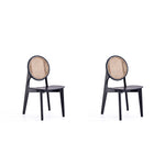 Koldby Round Dining Chair - Black/Natural Cane - Set of 2