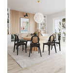 Koldby Round Dining Chair - Black/Natural Cane - Set of 2